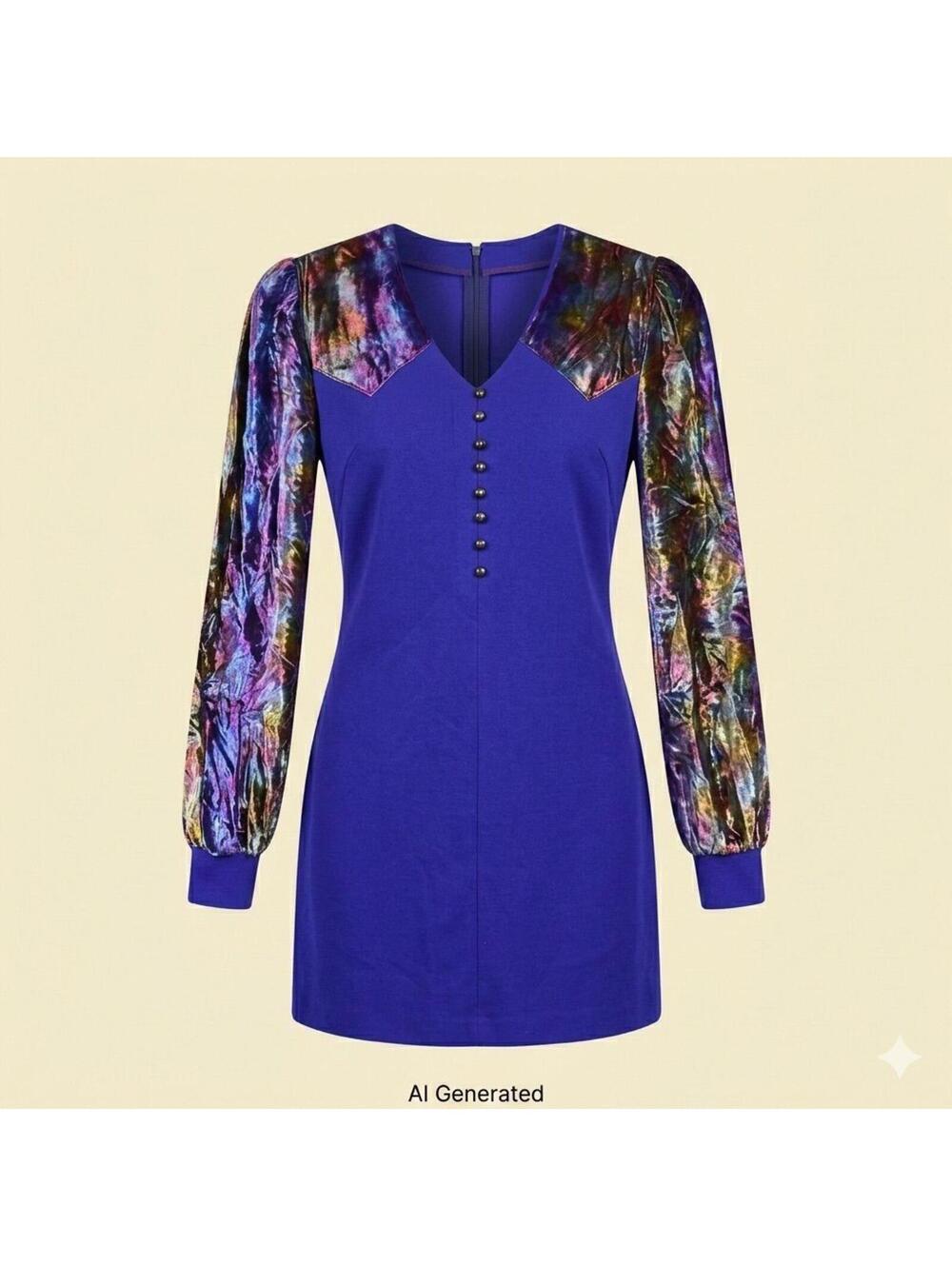 218-Fresh Vintage Dress Velvet Sleeves / PTP 19